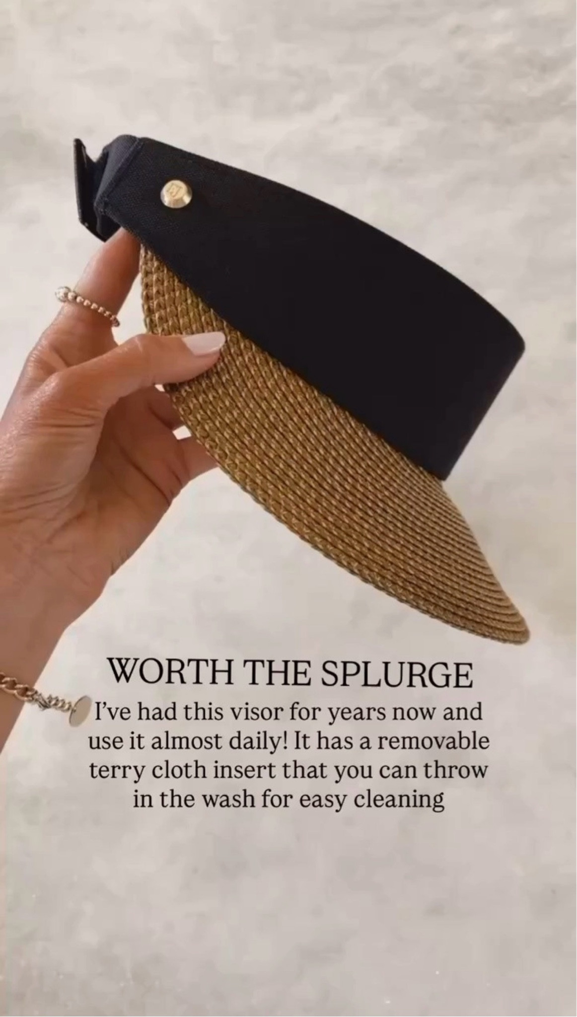 Worth the splurge! I’ve had this visor for years now and use it almost daily! It has a removable terry cloth insert that you can throw in the wash for easy cleaning #stylinbyaylin #aylin #visor 

#LTKTravel #LTKBeauty #LTKSeasonal