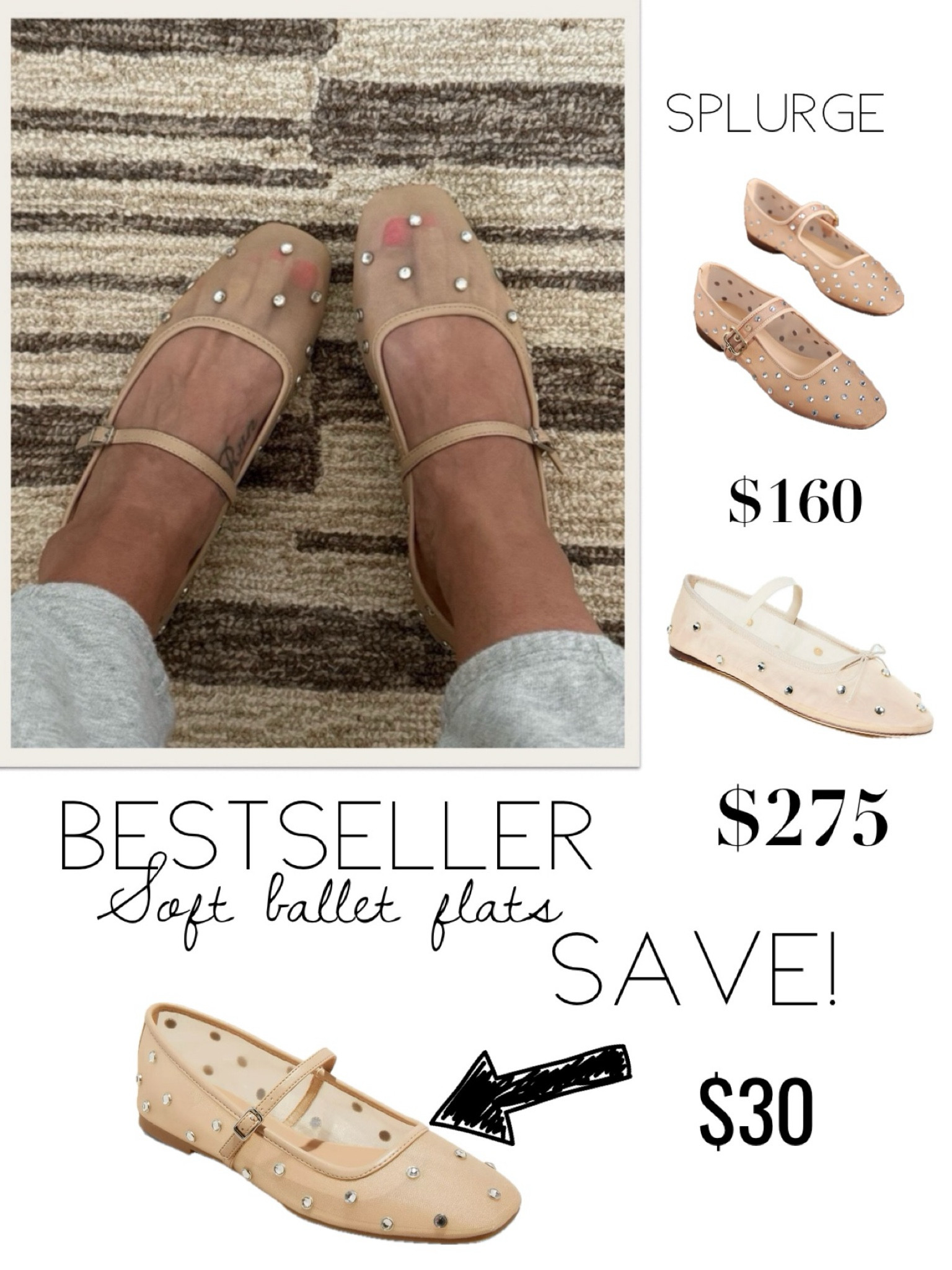 Splurge vs. save soft ballet flats 

#LTKShoeCrush #LTKStyleTip #LTKFindsUnder50
