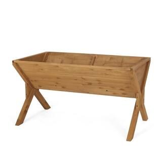 Axelle 47 in. Teak Firwood Trough Planter | The Home Depot