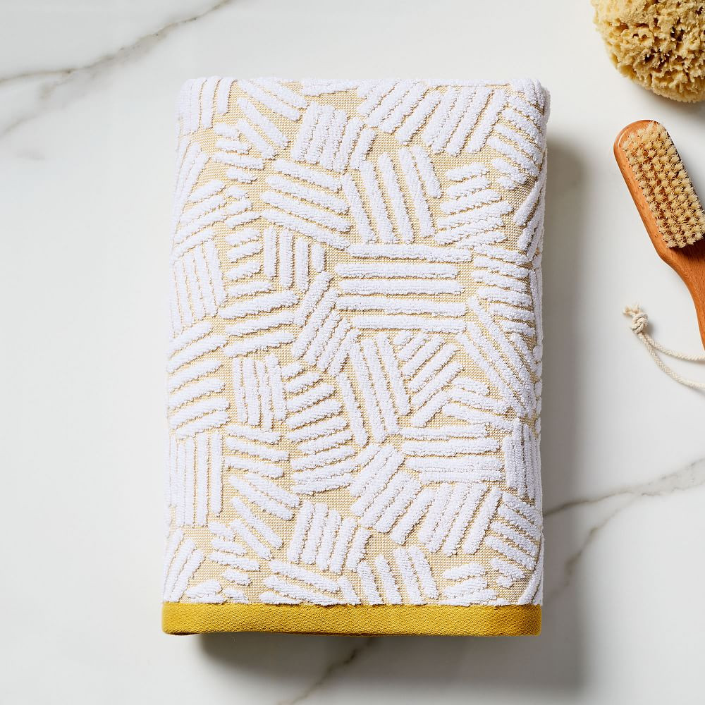 Organic Dashed Lines Sculpted Towel, Bath Towel, Dark Horseradish | West Elm (US)