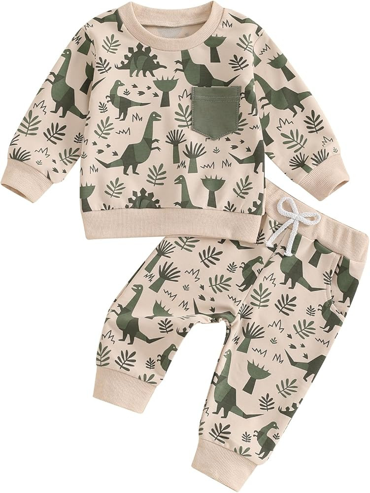 MA&BABY Toddler Boys Clothes Dinosaur Print 6 12 18 24 Months 3T 4T Outfits Long Sleeve Pullover ... | Amazon (US)