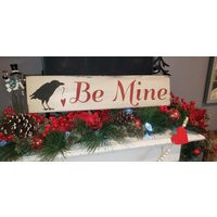 Be Mine Sign Valentine's Day Decor Primitive Crow Wall Hanging Rustic Wood Holiday Love Gift Heart | Etsy (US)