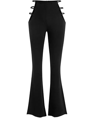 ZAFUL Women's High Waist Cut Out Pants Ladder Bootcut Textured Flare Pants Wide Leg Night Out Pan... | Amazon (US)