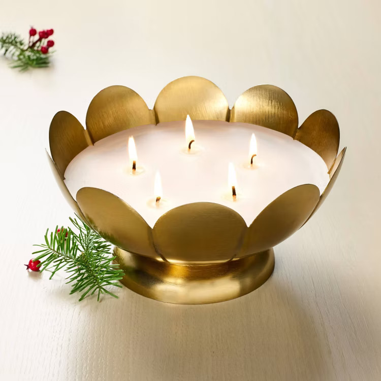 5 Wick Large Scalloped Brass Footed Jar Candle Balsam and Berry 22oz - Hearth & Hand™ with Magn... | Target