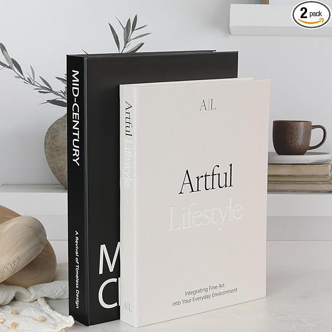 Beautiful Decorative Books - Set of 2 Linen Boxes Enhance Your Coffee Table, Bookshelf or Mantle ... | Amazon (US)