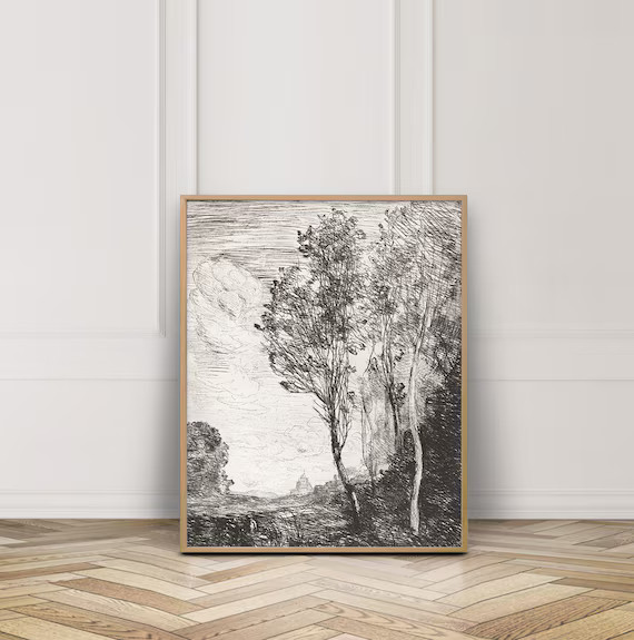 49. Tree Sketch Vintage Landscape Trees Tree Drawing Tree | Etsy | Etsy (US)