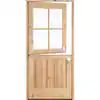 Krosswood Doors 32 in. x 80 in. Farmhouse Knotty Alder Left-Hand/Inswing 4-Lite Clear Glass Unfin... | The Home Depot