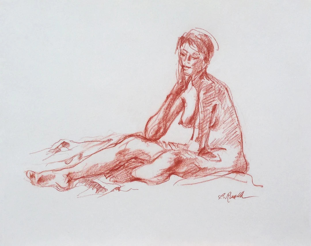 Classical Nude, Nude Artwork, Life Drawing, Seated Female Nude, Original Figure Drawing, Conte, W... | Etsy (US)