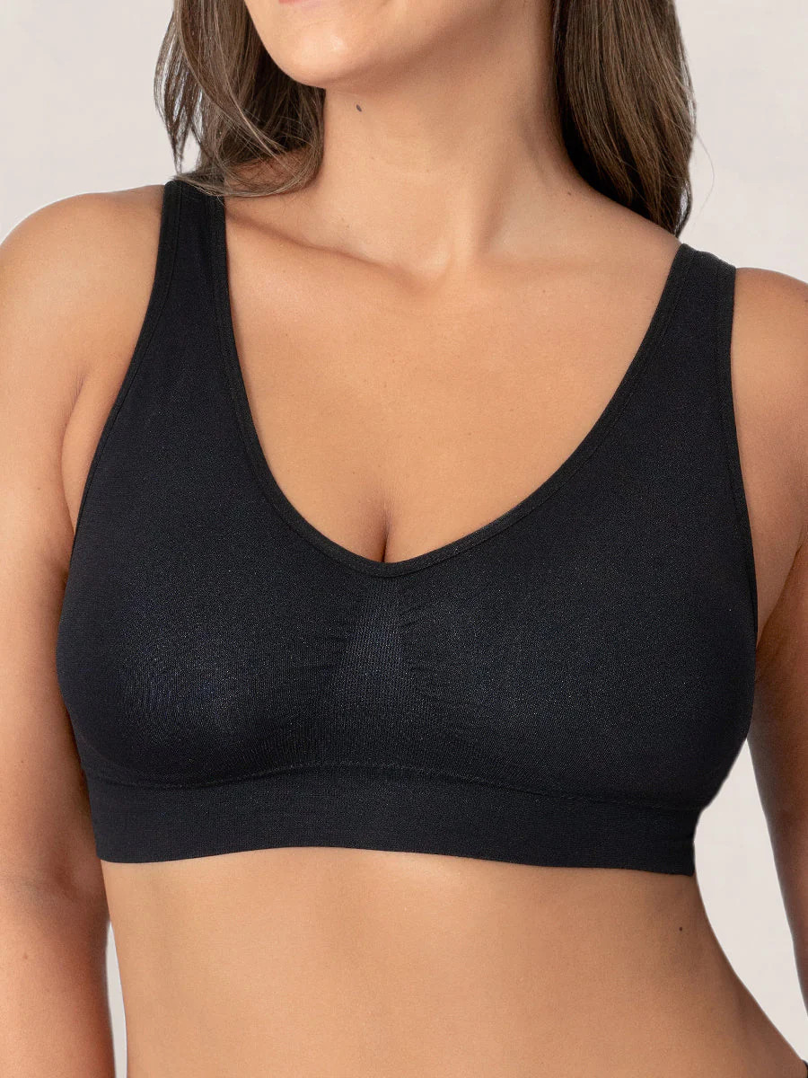Truekind Everyday Essential Throw-on Wireless Bra Shapewear Black L | Shapermint