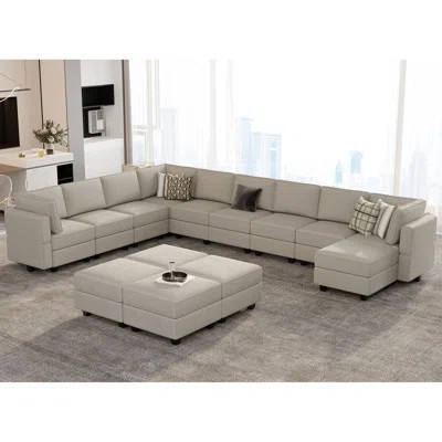 Wylodene 169.4" W Oversize Velvet Upholstered Modular Sectional Sofa Set U Shaped Couch with Storage | Wayfair North America