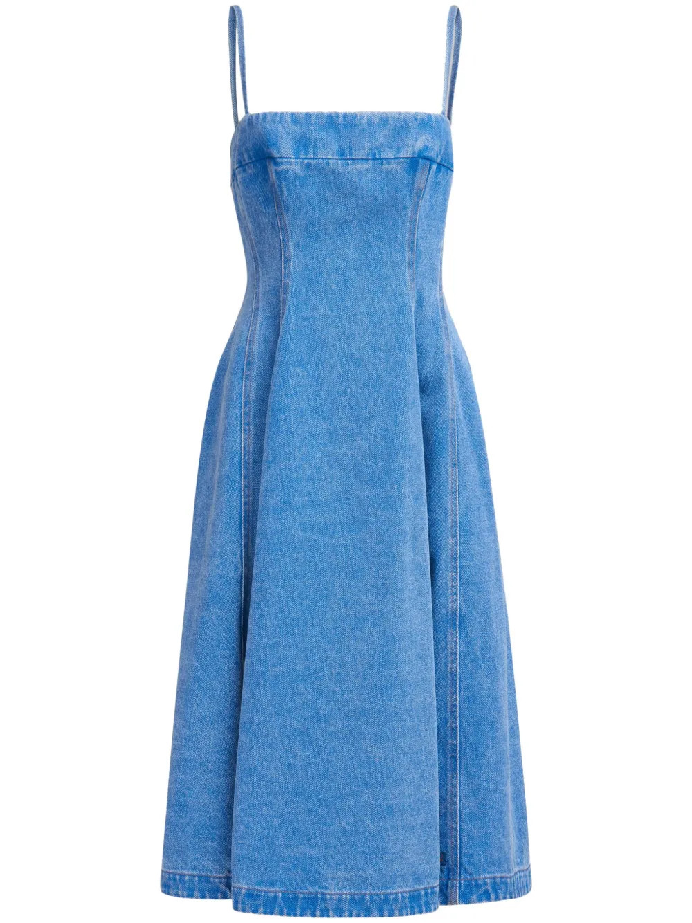 Marni dart-detailing Denim Midi Dress - Farfetch | Farfetch Global