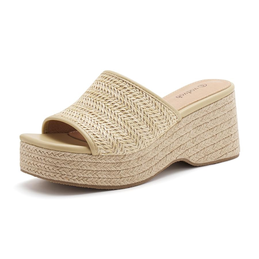 vodvob Platform Sandals for Women Wedges Open Toe Comfort Slip On Mules Bohemia Sandals Casual Su... | Amazon (US)