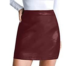 Amazon.com: MANGOPOP Women Basic High Waisted Mini Short Pencil Bodycon Faux Leather Skirt(A1 Bla... | Amazon (US)