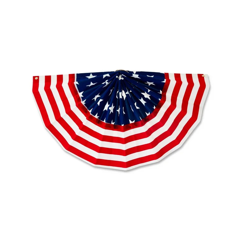 Way To Celebrate Patriotic Mini Flocked Bunting, Red/White/Blue, 9" x 18" | Walmart (US)