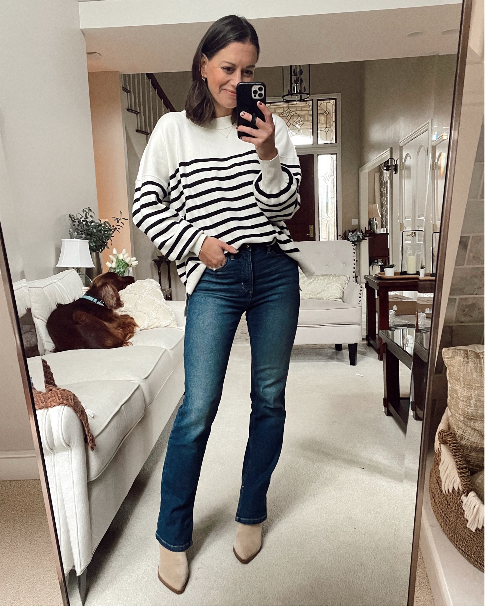 Fall outfit idea with this Amazon striped sweater and bootcut jeans! Everything g runs true to size.



#LTKStyleTip #LTKOver40 #LTKFindsUnder50