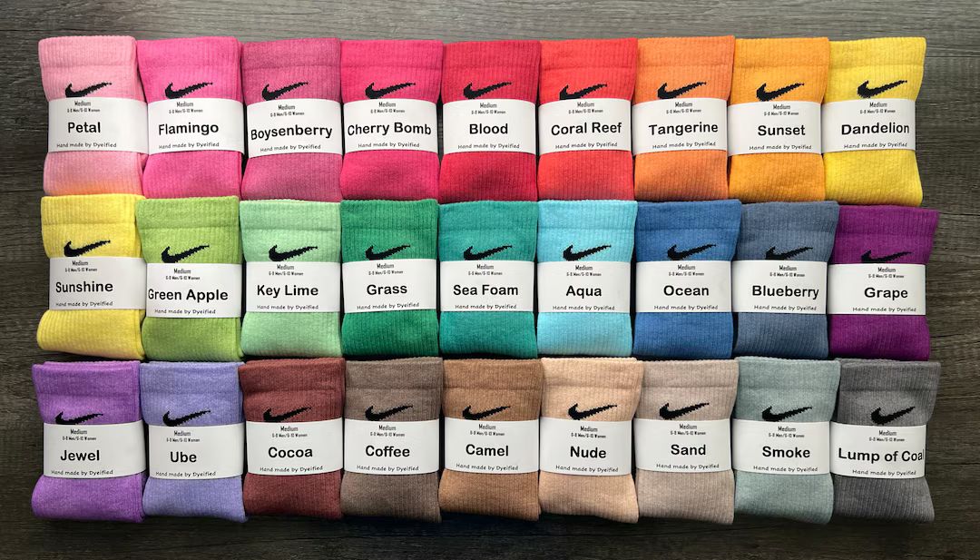 Dyed Nike Socks, Crew Socks, Dri-fit, Hand Dyed, Casual Socks, Colorful Socks, Summer Socks, Sock... | Etsy (US)