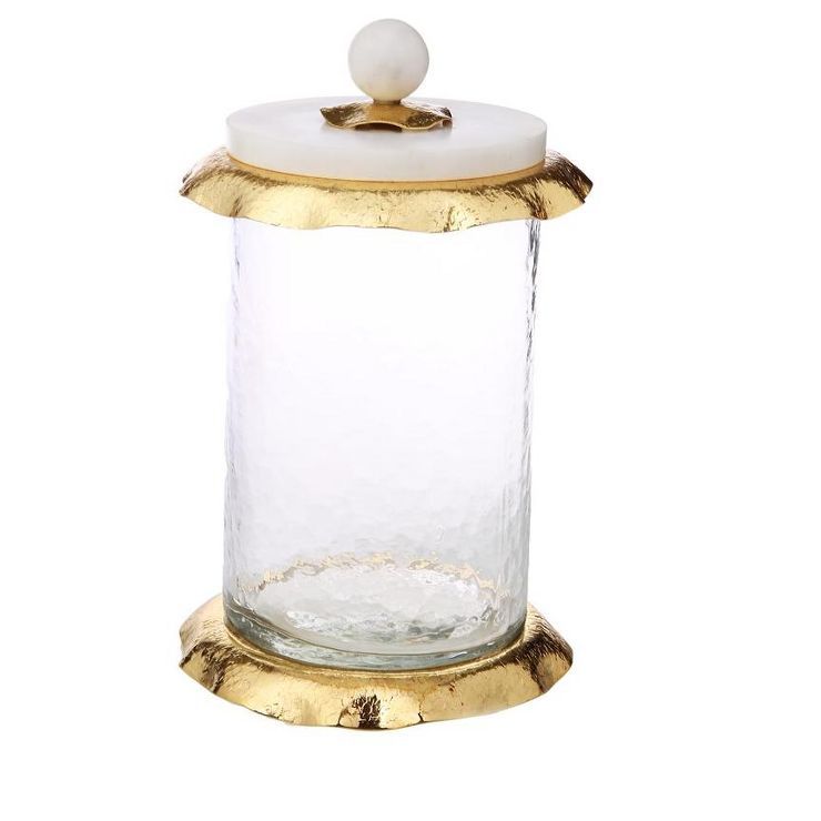 Classic Touch 10.5" Glass Canister with Marble and Gold Lid | Target