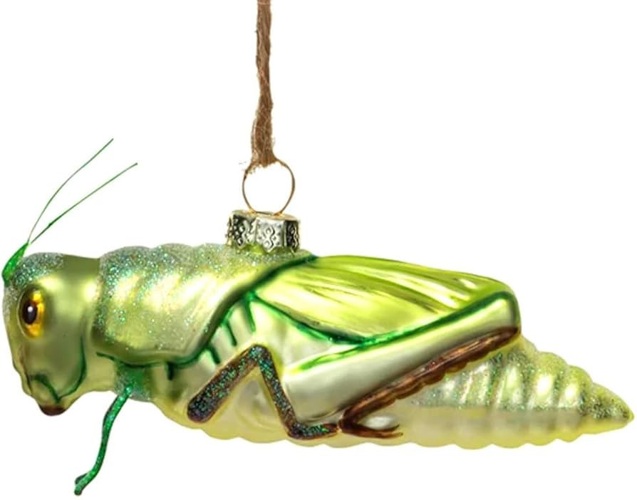 The Bridge Collection 5" Hand-Painted Glass Green Grasshopper Ornament - Bug Hanging Insect Chris... | Amazon (US)