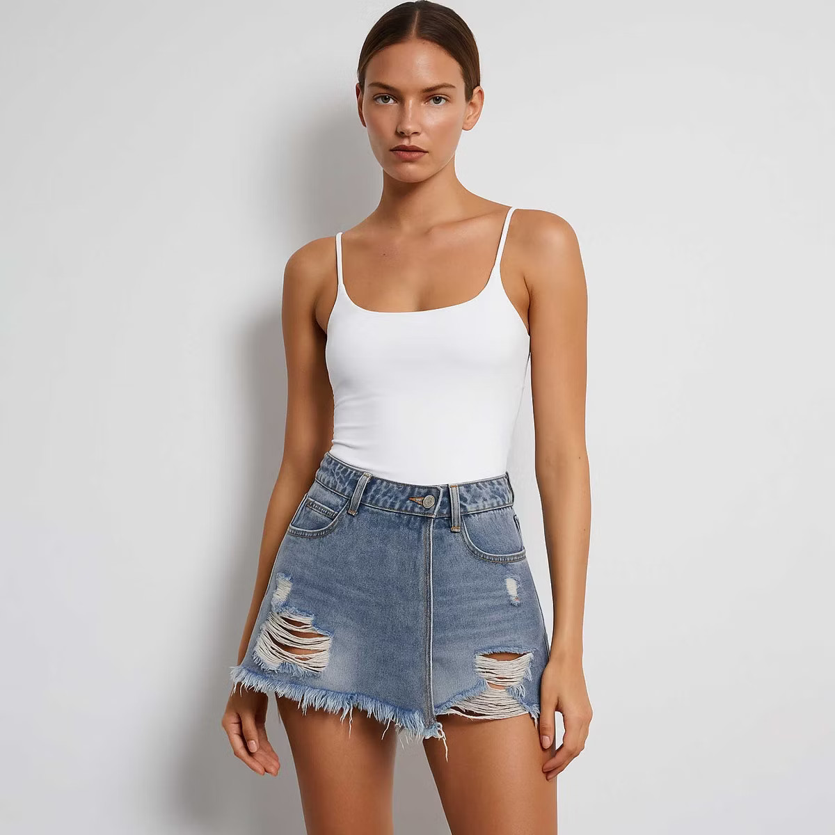 Women's Denim Shorts - Mid-Rise Button Closure with 5 Pockets & Raw Hem Cherie Code | Target