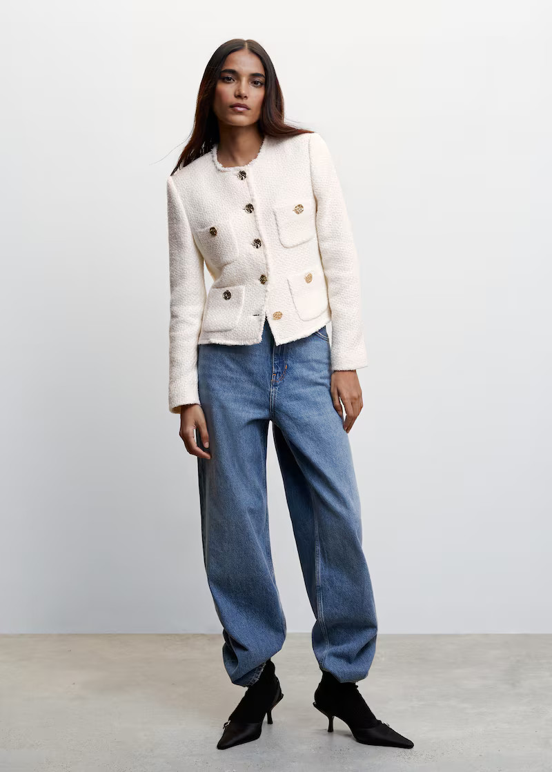 Checked texture jacket -  Women | Mango USA | MANGO (US)