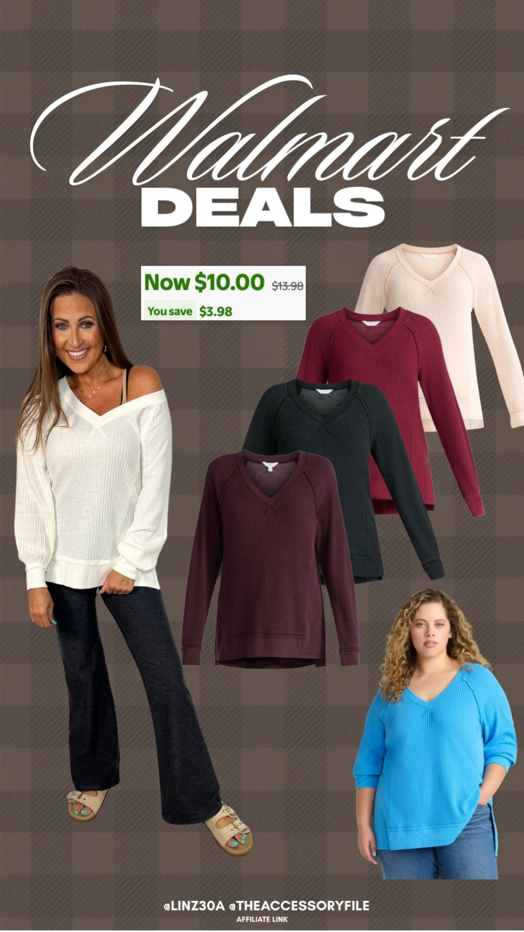 I love these waffle knit tops to wear alone or style under flannels. Love the length and the split hem detail. I have the white, tan, burgundy, and this bright blue- which is my favorite! 🩵

Fall basics, fall, layering pieces, fall fashion, fall outfits, fall style, Walmart funds, Walmart style, Walmart deals, casual style, casual outfit outfits 

#LTKSaleAlert #LTKStyleTip #LTKFindsUnder50