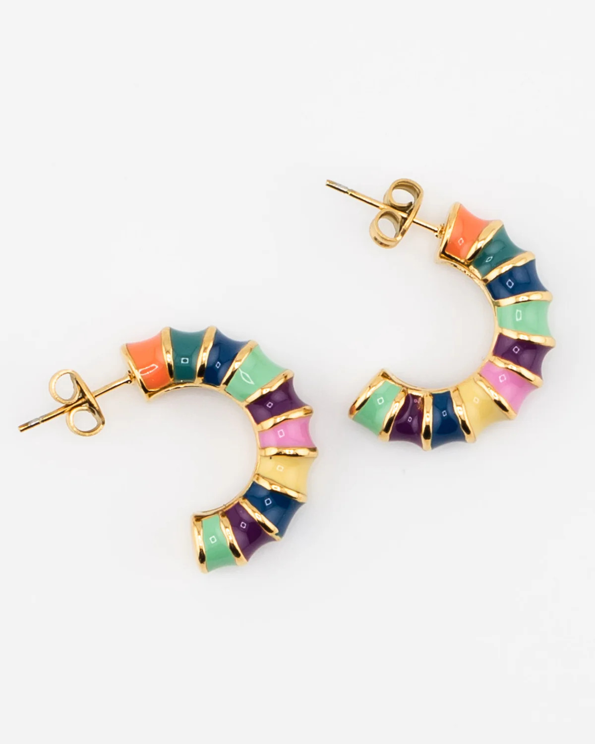 Rainbow Enamel Hoop Earrings | Kaleidoscope Living