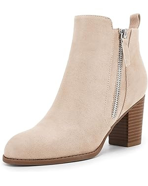 Rilista Ankle Boots for Women Chunky Block Heel Side Zipper Pointd Toe Suede Fall Winter Bootie S... | Amazon (US)