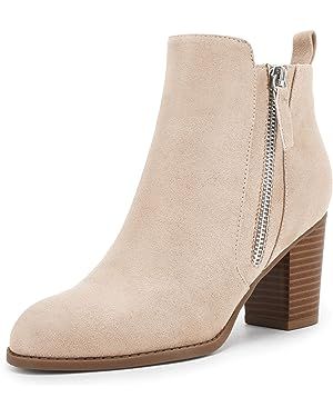 Rilista Ankle Boots for Women Chunky Block Heel Side Zipper Pointd Toe Suede Fall Winter Bootie S... | Amazon (US)