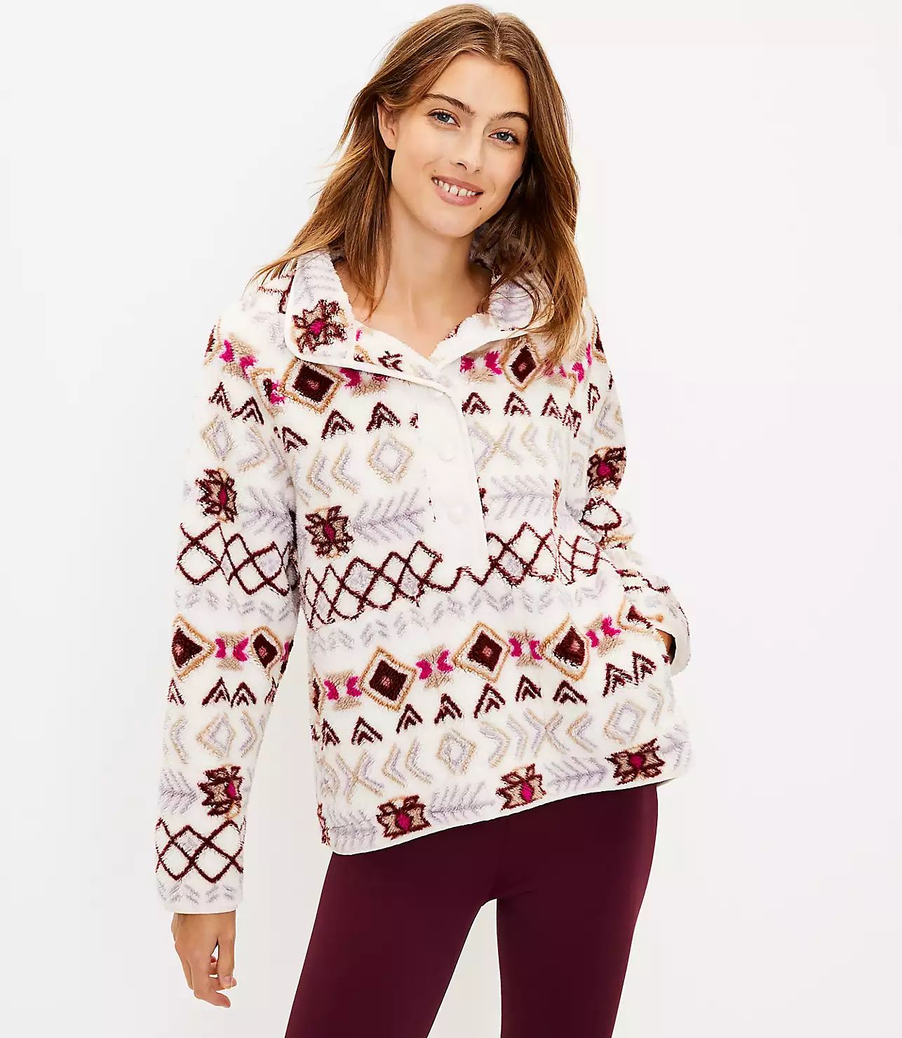 Lou & Grey Fair Isle Cozy Up Sherpa Jacket | LOFT