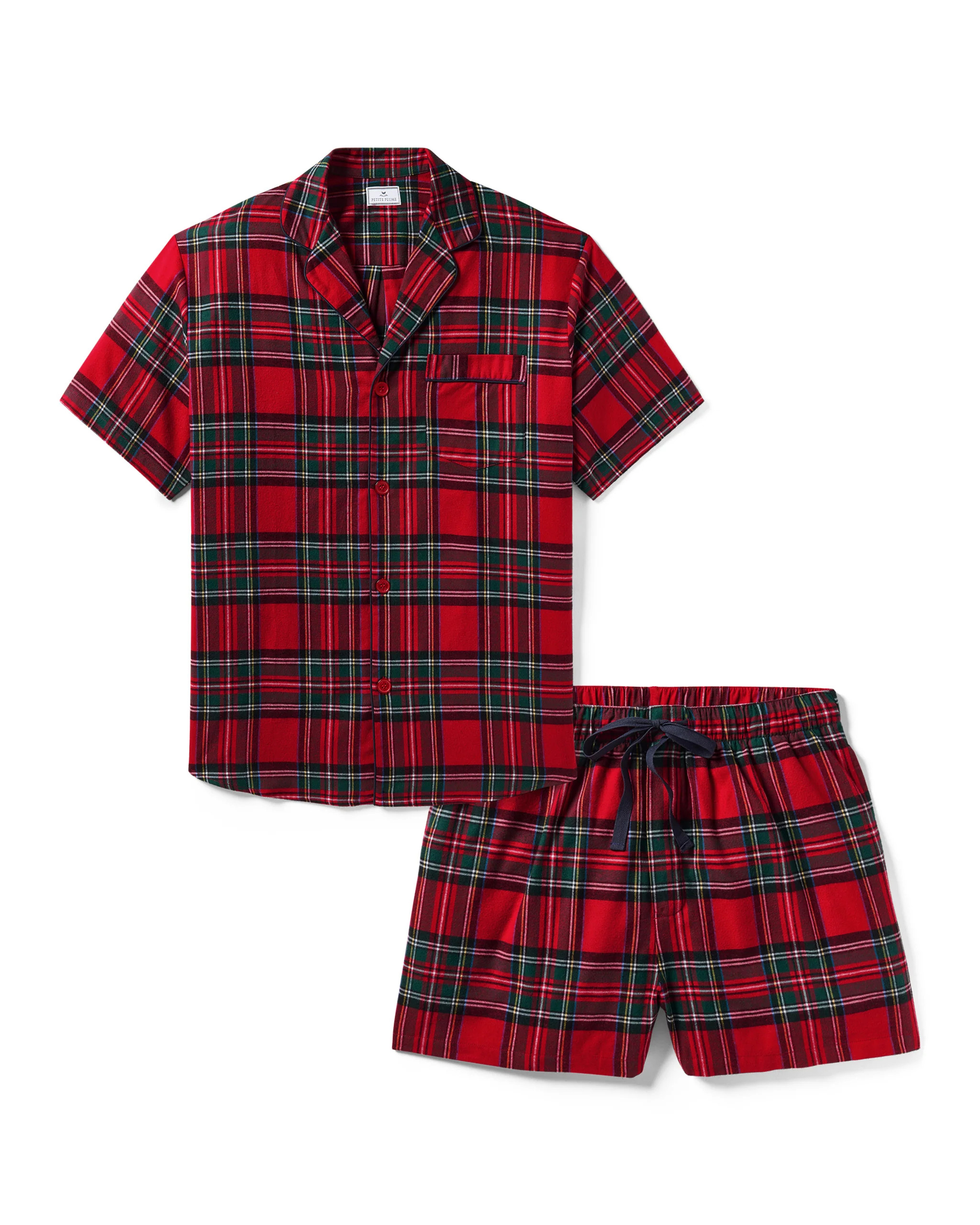Men's Brushed Twill Short Set in Imperial Tartan | Petite Plume