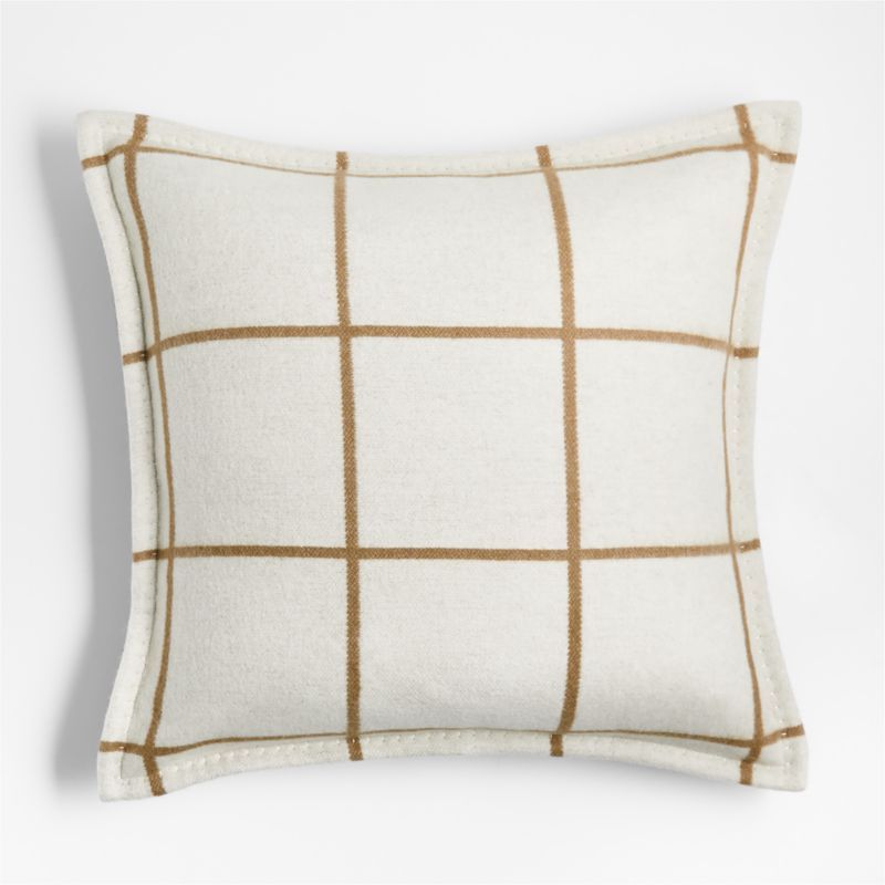 Arctic Ivory Reversible Merino Wool Windowpane 20"x20" Throw Pillow with Feather Insert + Reviews... | Crate & Barrel