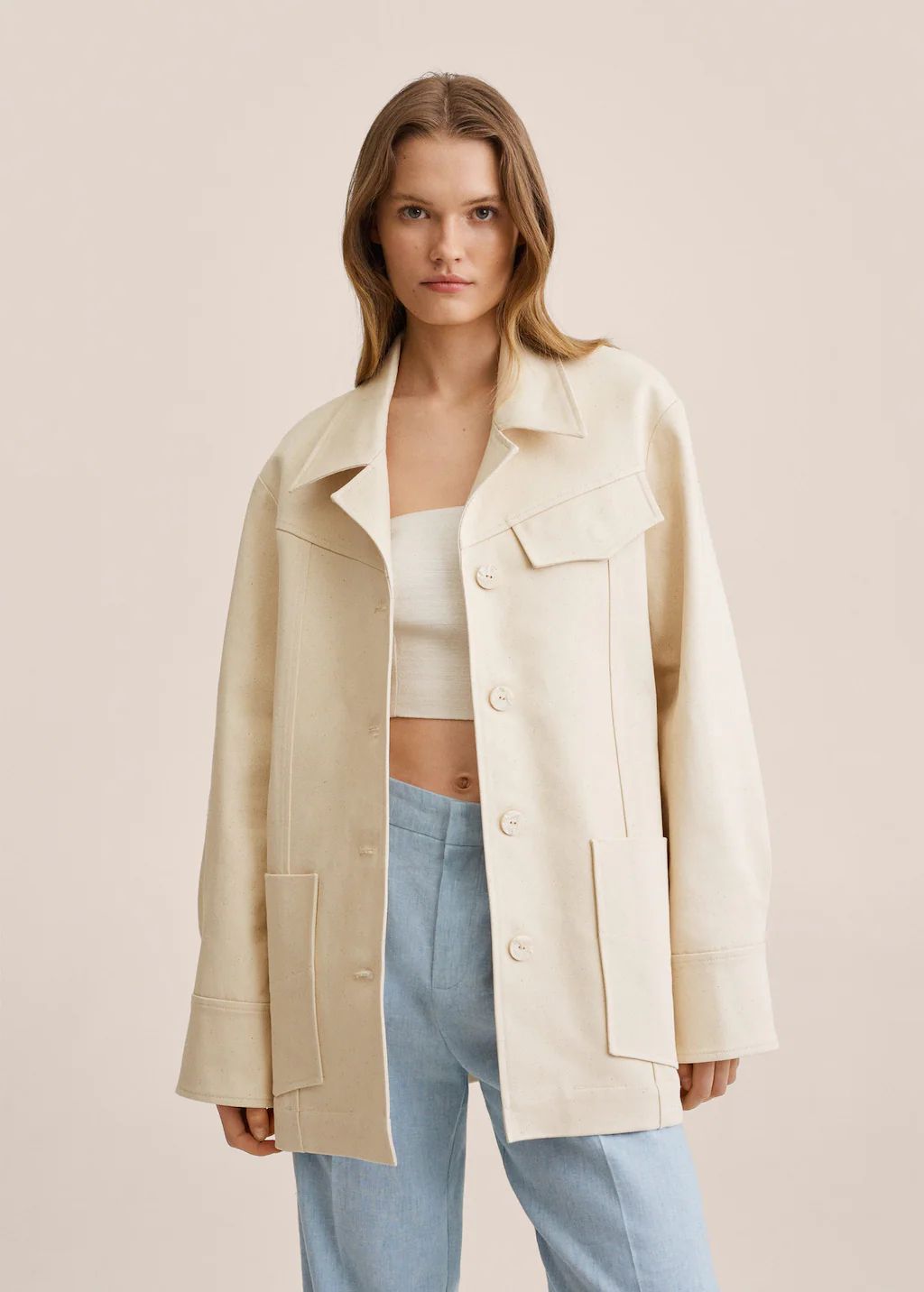 Oversized cotton jacket | MANGO (UK)