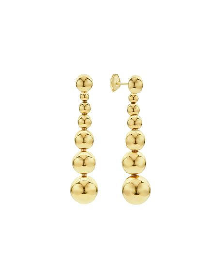 18K Gold Caviar Graduated Ball Drop Earrings | Neiman Marcus