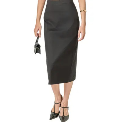 English Factory High Waist Column Midi Skirt in Black at Nordstrom, Size Small | Nordstrom