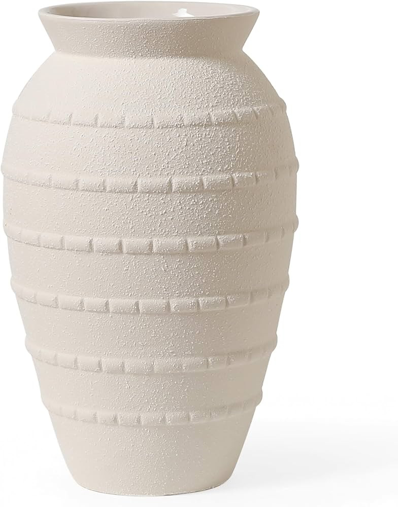 Kokrose Ceramic Vase, 13.4" Vintage Terracotta Clay Tall Pottery Cream Vase for Centerpieces, Tex... | Amazon (US)