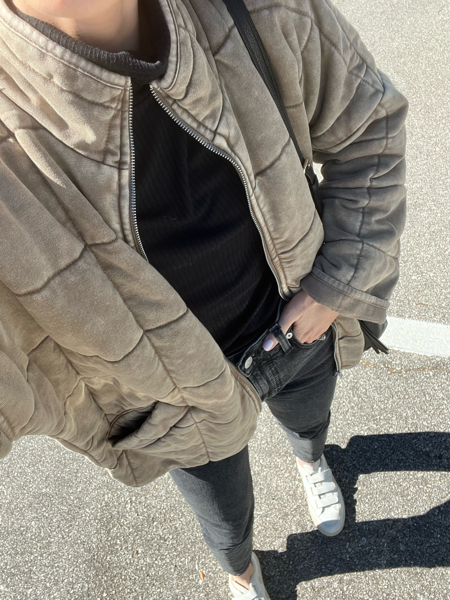 Wearing a small in jacket, fits oversized - look for less of the dolman jacket 
Sized down in jeans 

Fall outfit 
Quilted jacket 

#LTKSeasonal #LTKstyletip