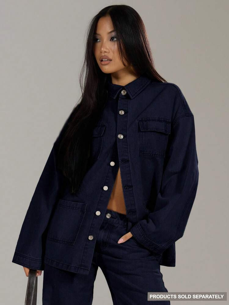 MUSERA Washed Denim Pocket Jacket Spring 90'S Cute Summer Casual Vacation Holiday Ibiza Festival Concert Western Streetwear Back To School Fall Autumn Winter Nashville Oasis Office Work | SHEIN