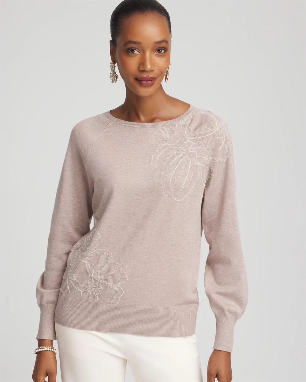 Embroidered Pull-Over Boatneck Sweater | Chico's