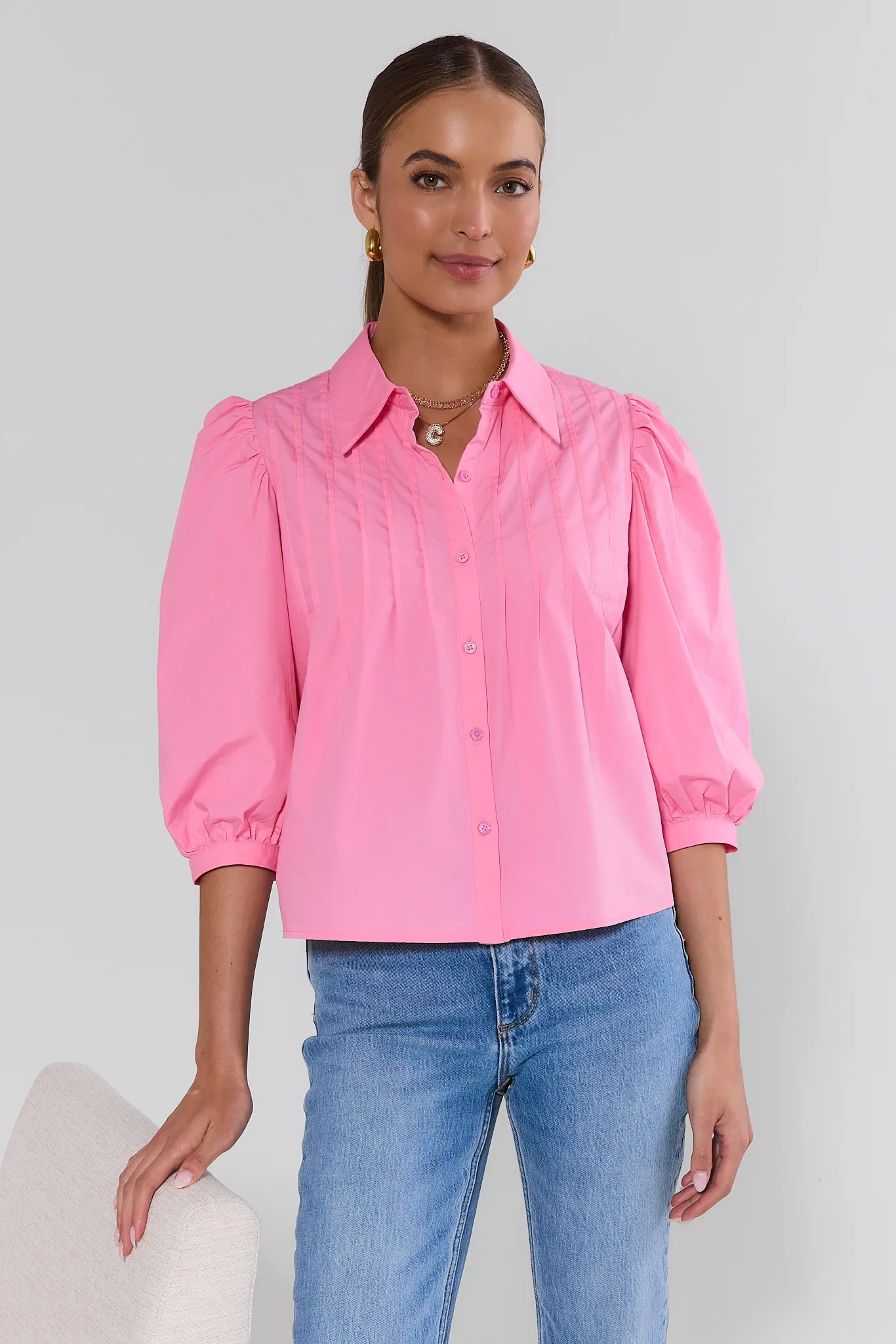Selena Pink Button Up Top | Avara