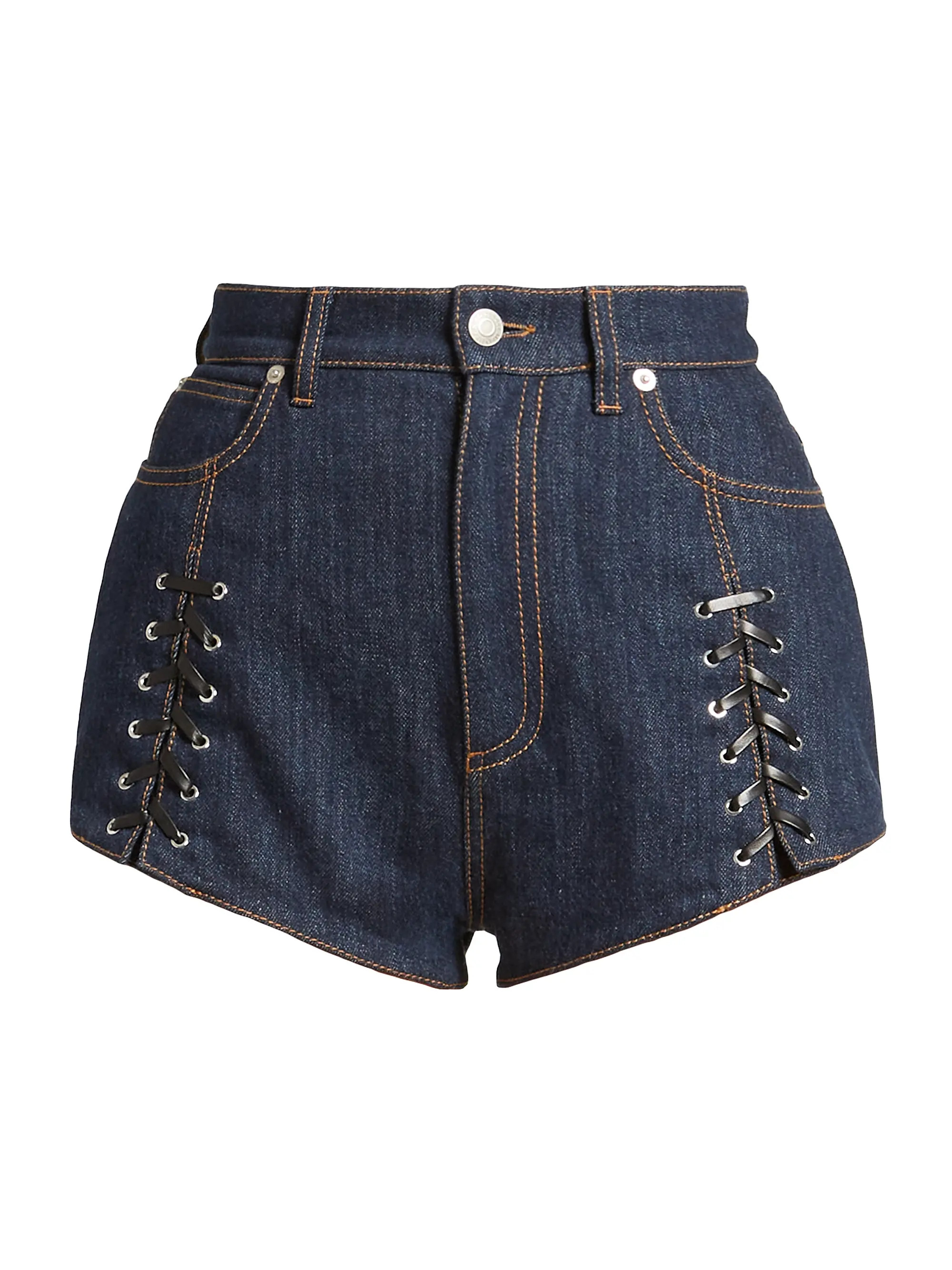 Lace-Up Denim Shorts | Saks Fifth Avenue