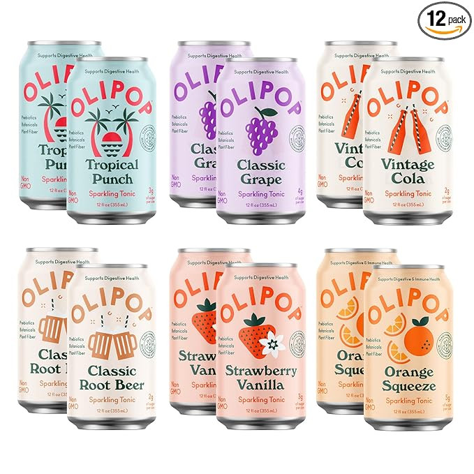 Olipop - 6-Flavor Sparkling Tonic Best Sellers Variety Pack, Prebiotic Soda Sampler, Rich in Bota... | Amazon (US)