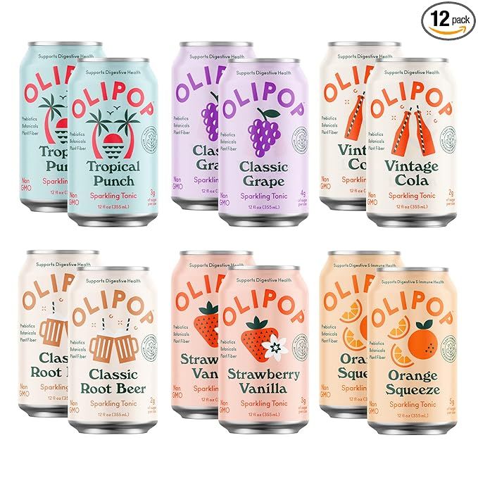 Olipop - 6-Flavor Sparkling Tonic Best Sellers Variety Pack, Prebiotic Soda Sampler, Rich in Bota... | Amazon (US)