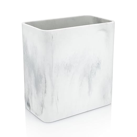 Essentra Home Marble Rectangular Trash Can for Home Office, Bedroom, Bathroom, Kitchen - 2.4 Gall... | Amazon (US)