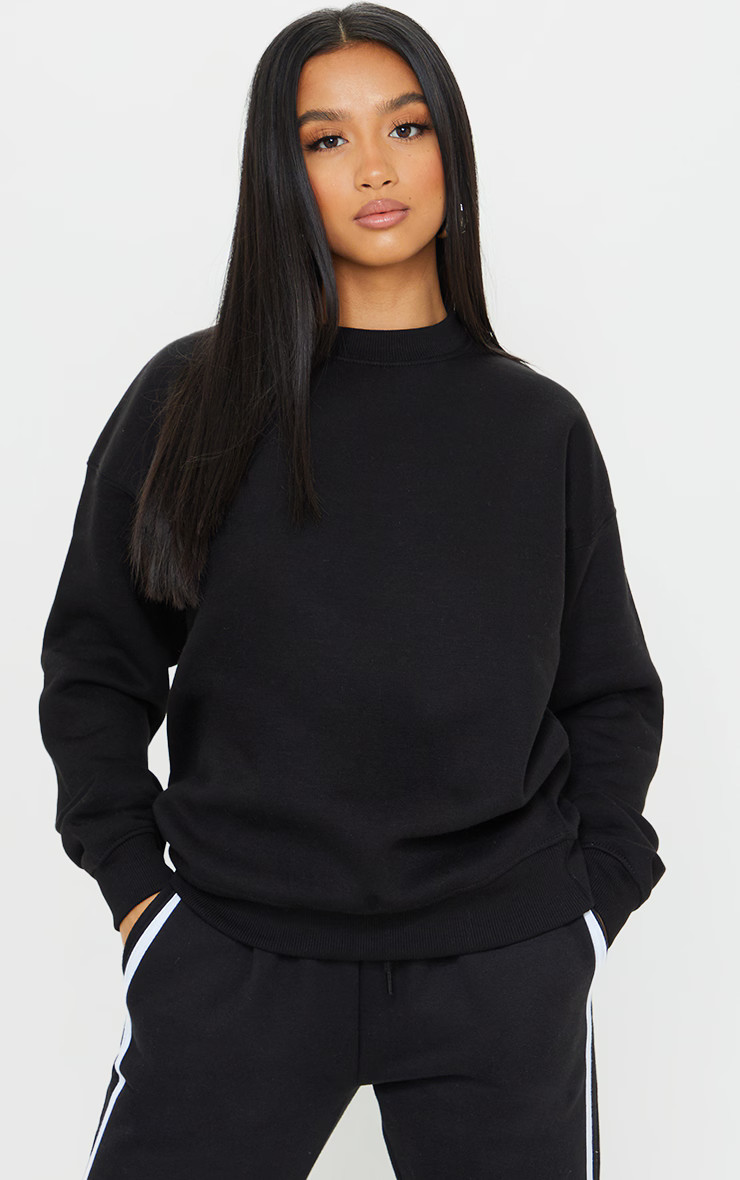 Petite Black Ultimate Oversized Sweatshirt | PrettyLittleThing US