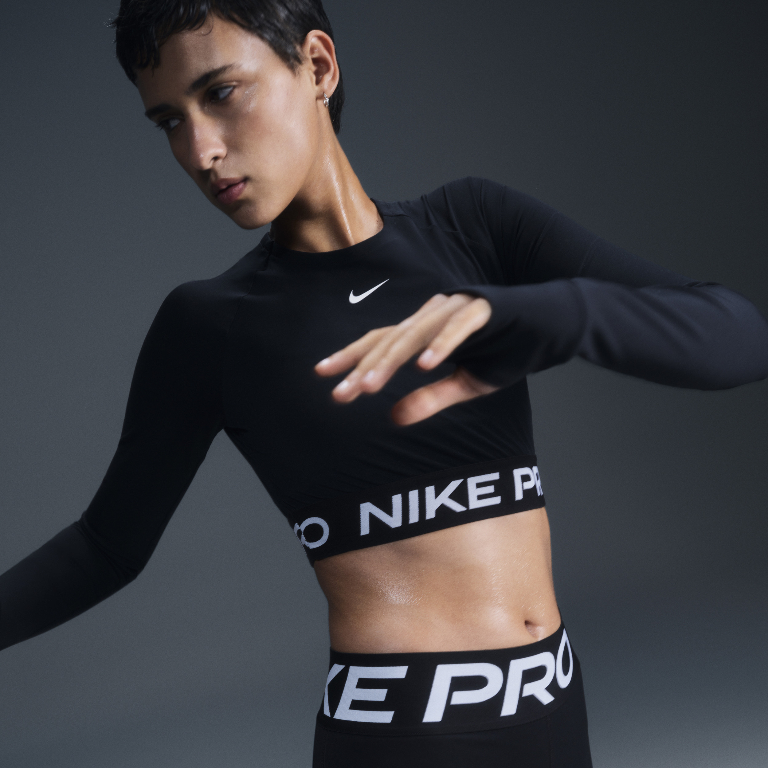 Women's Nike Pro Dri-FIT Cropped Long-Sleeve Top in Black | FV5484-010 | Nike (US)