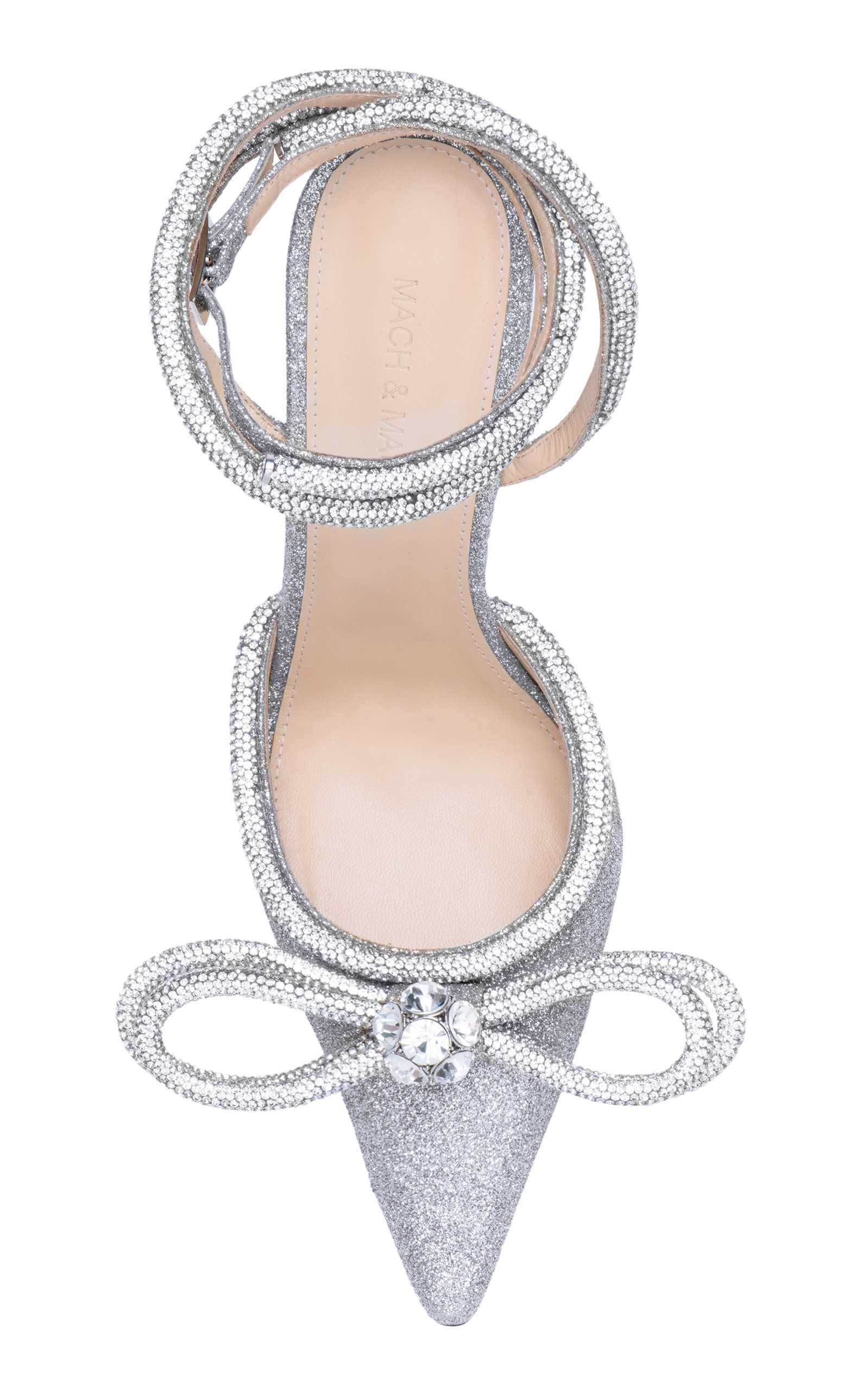 Double Bow Crystal-Embellished Glittered Pumps | Moda Operandi (Global)