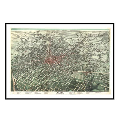 Atlanta 1892 Historical Print Mounted Framed Wall Map Universal Map Frame Color: Black | Wayfair North America