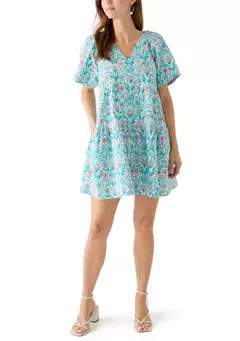 Crown & Ivy™ Women's Printed Pleated Shoulder Dress | Belk