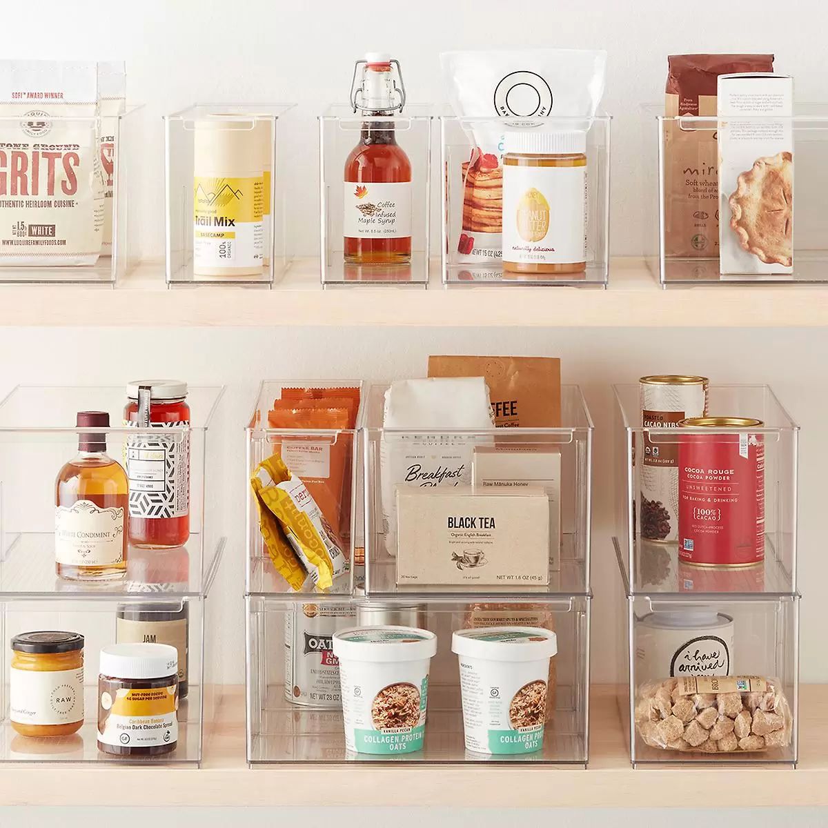 The Everything Organizer Large Shelf Depth Pantry Bin w/ Divider | The Container Store