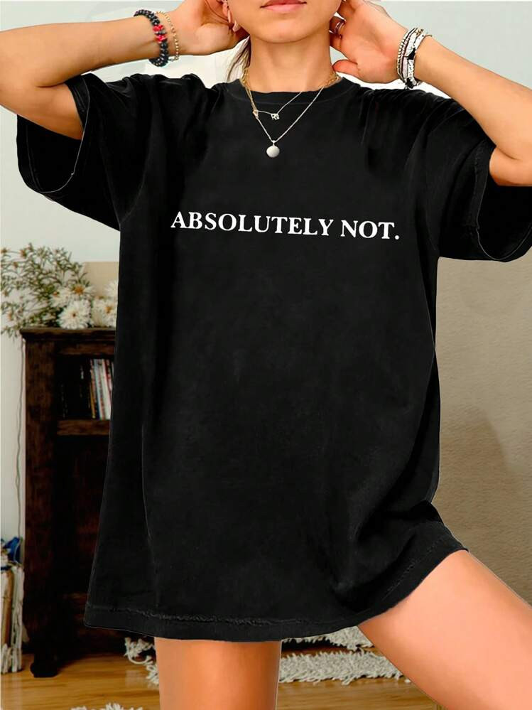 Regular Size Letter Print Short Sleeve T-Shirt, Suitable For Summer | SHEIN